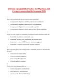 CSR and Sustainability Practice Test Questions And Correct Answers &lpar;Verified Answers&rpar; 2026