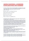 UWORLD MATERNAL & NEWBORN EXAM QUESTIONS AND ANSWERS
