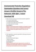 Environmental Protection Regulations &NewLine;Examination Questions And Correct &NewLine;Answers &lpar;Verified Answers&rpar; Plus &NewLine;Rationales 2026 Q&A &vert; Instant &NewLine;Download Pdf 