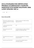 NCCA STANDARDS FOR CERTIFICATION PROGRAM ACCREDITATION &vert; COMPLETE QUESTIONS WITH EXPERT SOLUTIONS &vert; 2026 LATEST UPDATED &vert; GET A&plus;