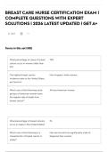 BREAST CARE NURSE CERTIFICATION EXAM &vert; COMPLETE QUESTIONS WITH EXPERT SOLUTIONS &vert; 2026 LATEST UPDATED &vert; GET A&plus;
