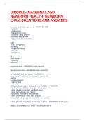 UWORLD- MATERNAL AND NEWBORN HEALTH- NEWBORN EXAM QUESTIONS AND ANSWERS