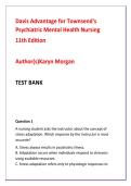 Davis Advantage for Townsend&rsquo;s Psychiatric Mental Health Nursing 11th Edition Test Bank &vert; Advanced NCLEX-RN Psychiatric Nursing MCQs with Rationales & Clinical Judgment Review