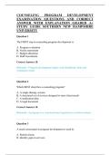 COUNSELING PROGRAM DEVELOPMENT EXAMINATION &vert;QUESTIONS AND CORRECT ANSWER WITH EXPLANATION GRADED A&plus; STUDY GUIDE SOUTHERN NEW HAMPSHIRE UNIVERSITY