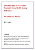 Davis Advantage for Townsend&rsquo;s Psychiatric Mental Health Nursing 11th Edition Test Bank &vert; Advanced NCLEX-RN Psychiatric Nursing MCQs with Rationales&comma; Clinical Judgment & NGN Preparation by Karyn Morgan