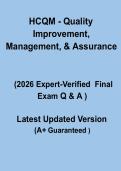 HCQM Quality Improvement&comma; Management & Assurance Exam Questions and Answers PDF Study Guide 2026