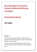 Davis Advantage for Townsend&rsquo;s Psychiatric Mental Health Nursing 11th Edition Test Bank &vert; Advanced NCLEX-RN Psychiatric Nursing MCQs with Rationales&comma; NGN Clinical Judgment & Psychopharmacology Review &vert; Karyn Morgan