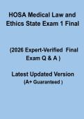 HOSA Medical Law and Ethics State Exam 1 Final Questions and Answers PDF Study Guide