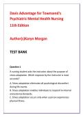 NCLEX Psychiatric Mental Health Nursing Test Bank 2026 &vert; Davis Advantage for Townsend&rsquo;s Psychiatric Mental Health Nursing 11th Edition by Karyn Morgan &vert; Advanced Clinical MCQs&comma; NGN Case Studies&comma; Therapeutic Communication & Integrated Rationales