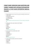 COMAT FAMILY MEDICINE EXAM QUESTIONS AND CORRECT ANSWER WITH DETAILED EXPLANATION GRADED A&plus; STUDY GUIDE OSTEOPATHIC MEDICAL STUDENT
