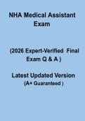 NHA Medical Assistant Exam 2026 Questions and Answers PDF Study Guide for Certification