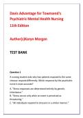 Davis Advantage for Townsend&rsquo;s Psychiatric Mental Health Nursing 11th Edition Test Bank &vert; Advanced NCLEX-RN Psychiatric Nursing MCQs with Rationales&comma; Clinical Judgment & NGN Practice by Karyn Morgan