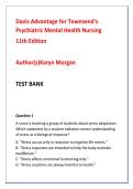 Davis Advantage for Townsend&rsquo;s Psychiatric Mental Health Nursing&comma; 11th Edition Test Bank &vert; Advanced NCLEX-RN Psychiatric Nursing MCQs with Rationales & Clinical Judgment Review
