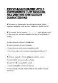 CWB WELDING INSPECTOR LEVEL 3&NewLine;BUNDLED REVIEW SOLUTION SET 2026&NewLine;SOLVED QUESTIONS WITH CORRECT&NewLine;ANSWERS 100&percnt; ACCURATE