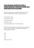 CWB WELDING INSPECTOR LEVEL 3&NewLine;ACTUAL TEST PAPER 2026 QUESTIONS&NewLine;WITH VERIFIED ANSWERS GRADED A&plus;&NewLine;