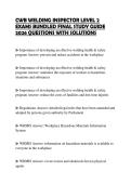 CWB WELDING INSPECTOR LEVEL 2&NewLine;EXAMS BUNDLED FINAL STUDY GUIDE&NewLine;2026 QUESTIONS WITH SOLUTIONS