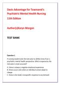 Complete Psychiatric Mental Health Nursing Test Bank 2026 &vert; Advanced NCLEX-RN NGN MCQs & Rationales &vert; Davis Advantage for Townsend&rsquo;s Psychiatric Mental Health Nursing 11th Edition by Karyn Morgan &vert; Clinical Judgment&comma; Therapeutic Communication&comma; Psychopharm