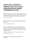 WILKINS CLINICAL ASSESSMENT IN&NewLine;RESPIRATORY CARE ACTUAL TEST 2026&NewLine;VERIFIED QUESTIONS AND ANSWERS&NewLine;COMPREHENSIVE STUDY GUIDE