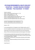 CPH EXAM ENVIRONMENTAL HEALTH 2026&sol;2027 Actual Exam &ndash; Complete Questions & Detailed Rationales &ndash; Pass Guaranteed &ndash; A&plus; Graded