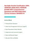 ServSafe Alcohol Certification 100- VERIFIED -2026-2027- VERSION EXAMS With Comprehensive Questions and Well Elaborated Correct Answers GRADED A&plus;&period;