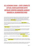 DC LICENSING EXAM &ndash; STATE COMPLETE ACTUAL EXAM QUESTIONS WITH DETAILED VERIFIED ANSWERS ALREADY GRADED A&plus; GUARANTEED PASS
