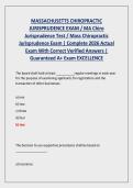 MASSACHUSETTS CHIROPRACTIC JURISPRUDENCE EXAM &sol; MA Chiro Jurisprudence Test &sol; Mass Chiropractic Jurisprudence Exam &vert; Complete 2026 Actual Exam With Correct Verified Answers