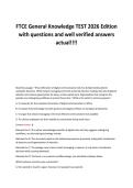 FTCE General Knowledge TEST 2026 Edition&NewLine;with questions and well verified answers&NewLine;actual&excl;&excl;&excl;&excl;&NewLine;