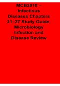 MCB2010 Infectious Diseases Chapters 21&ndash;27 Study Guide Microbiology Infection and Disease Review Questions and Answers 2025&sol; 2026