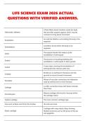 LIFE SCIENCE EXAM 2026 ACTUAL &NewLine;QUESTIONS WITH VERIFIED ANSWERS&period; 
