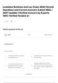 Louisiana Business and Law Exam 2026 Newest Questions and Correct Answers &lpar;Latest 2026 &sol; 2027 Update&rpar; &lpar;Verified Answers by Expert&rpar;&comma; 100&percnt; Verified Graded A&plus;