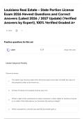 Louisiana Real Estate - State Portion License Exam 2026 Newest Questions and Correct Answers &lpar;Latest 2026 &sol; 2027 Update&rpar; &lpar;Verified Answers by Expert&rpar;&comma; 100&percnt; Verified Graded A&plus;