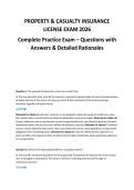 PROPERTY & CASUALTY INSURANCE&NewLine;LICENSE EXAM 2026&NewLine;Complete Practice Exam &ndash; Questions with&NewLine;Answers & Detailed Rationales