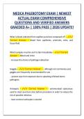 MEDCA PHLEBOTOMY EXAM &vert; NEWEST ACTUAL EXAM COMPREHENSIVE QUESTIONS AND VERIFIED ANSWERS GRADED A&plus; &vert; 100&percnt; PASS &vert; 2026 UPDATE&excl; 