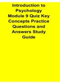 Introduction to Psychology Module 9 Quiz Key Concepts Practice Questions and Answers Study Guide 2025&sol; 2026