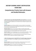 NOTARY SIGNING AGENT CERTIFICATION&NewLine;EXAM 2026&NewLine;Comprehensive Practice Exam with Answers&NewLine;and Detailed Rationales