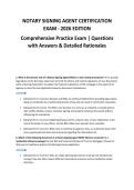 NOTARY SIGNING AGENT CERTIFICATION&NewLine;EXAM - 2026 EDITION&NewLine;Comprehensive Practice Exam &vert; Questions&NewLine;with Answers & Detailed Rationales