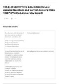NYS EMT CERTIFYING EXAM 2026 Newest Updated Questions and Correct Answers &lpar;2026 &sol; 2027&rpar; &lpar;Verified Answers by Expert&rpar;