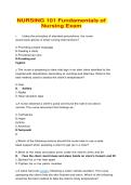 Nursing 101 Fundamentals of Nursing Exam Practice Questions with Correct Answers Study Guide
