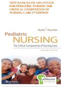 TEST BANK DAVIS ADVANTAGE &NewLine;FOR PEDIATRIC NURSING THE &NewLine;CRITICAL COMPONENTS OF &NewLine;NURSING CARE 2nd ED