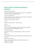 Clinic IV Exam 1 questions and answers&NewLine;Graded A&plus;