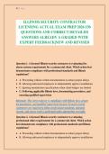 ILLINOIS SECURITY CONTRACTOR&NewLine;LICENSING ACTUAL EXAM PREP 2026 150&NewLine;QUESTIONS AND CORRECT DETAILED&NewLine;ANSWERS ALREADY A GRADED WITH&NewLine;EXPERT FEEDBACK&vert;NEW AND REVISED&NewLine;
