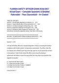 FLORIDA SAFETY OFFICER EXAM 2026&sol;2027 Actual Exam &ndash; Complete Questions & Detailed Rationales &ndash; Pass Guaranteed &ndash; A&plus; Graded