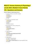 BIOL251 Human Anatomy & Physiology I w&sol;Lab 2026 &vert; Module 6 Exam Review &vert;70&plus; Questions and Answers