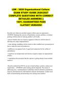 LDR - 302S Organizational Culture  &NewLine;EXAM STUDY GUIDE 2026&sol;2027 &NewLine;COMPLETE QUESTIONS WITH CORRECT &NewLine;DETAILED ANSWERS &vert;&vert; &NewLine;100&percnt; GUARANTEED PASS &NewLine;<LATEST VERSION>