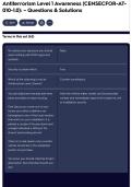 Antiterrorism Level 1 Awareness &lpar;CENSECFOR-AT-010-1&period;0&rpar;&colon; &ndash; Questions & Solutions