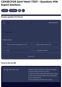 CENSECFOR SAMI Week 1 TEST &ndash; Questions With Expert Solutions
