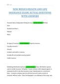 NEW MEXICO HEALTH AND LIFE&NewLine;INSURANCE EXAM&vert; ACTUAL QUESTIONS&NewLine;WITH ANSWERS&NewLine;