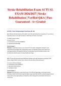 Stroke Rehabilitation Exam ACTUAL EXAM 2026&sol;2027 &vert; Stroke Rehabilitation &vert; Verified Q&A &vert; Pass Guaranteed - A&plus; Graded