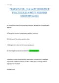 PEARSON VUE&colon; CASUALTY INSURANCE&NewLine;PRACTICE EXAM WITH VERIFIED&NewLine;SOLUTIONS 2026&NewLine;