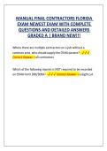 MANUAL FINAL CONTRACTORS FLORIDA EXAM NEWEST EXAM WITH COMPLETE  QUESTIONS AND DETAILED ANSWERS  GRADED A &vert; BRAND NEW&excl;&excl;&excl;